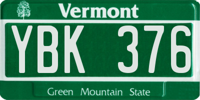 VT license plate YBK376