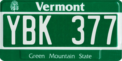 VT license plate YBK377