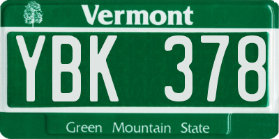 VT license plate YBK378