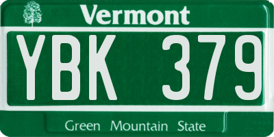 VT license plate YBK379