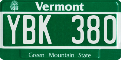 VT license plate YBK380