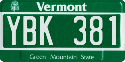 VT license plate YBK381