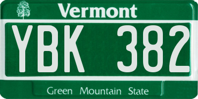VT license plate YBK382