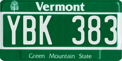 VT license plate YBK383