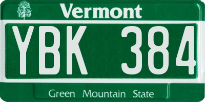 VT license plate YBK384