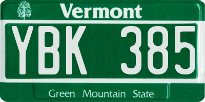 VT license plate YBK385
