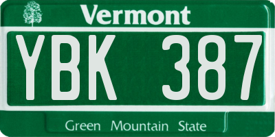 VT license plate YBK387