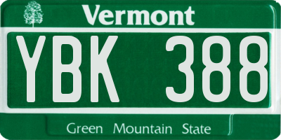 VT license plate YBK388