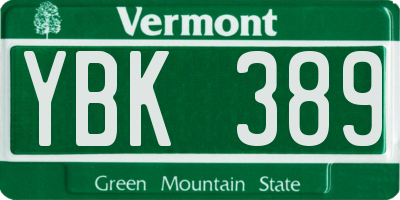 VT license plate YBK389