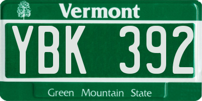 VT license plate YBK392