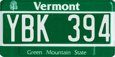 VT license plate YBK394