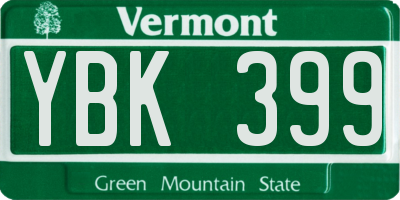 VT license plate YBK399