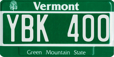 VT license plate YBK400
