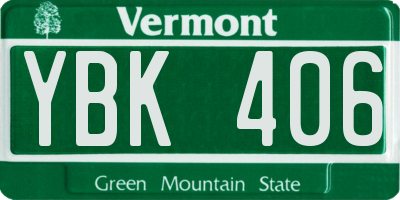 VT license plate YBK406