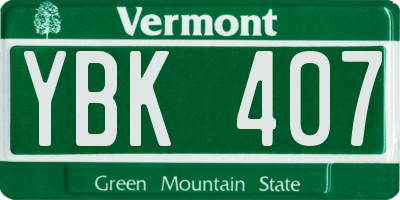VT license plate YBK407