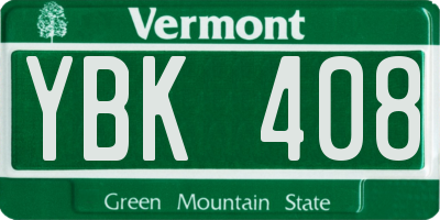 VT license plate YBK408