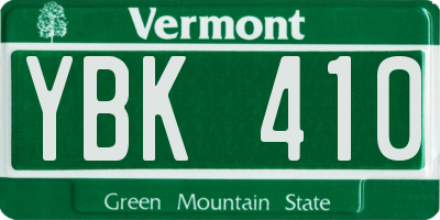 VT license plate YBK410