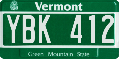 VT license plate YBK412
