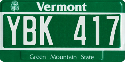 VT license plate YBK417
