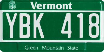 VT license plate YBK418