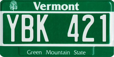VT license plate YBK421