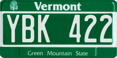 VT license plate YBK422