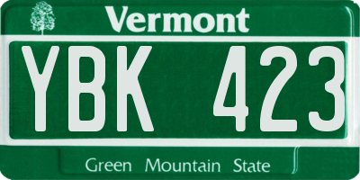VT license plate YBK423