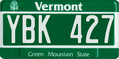 VT license plate YBK427
