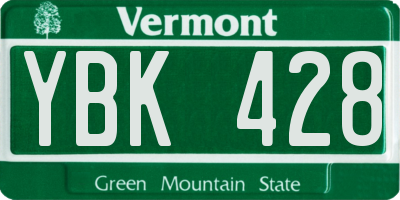 VT license plate YBK428