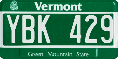 VT license plate YBK429