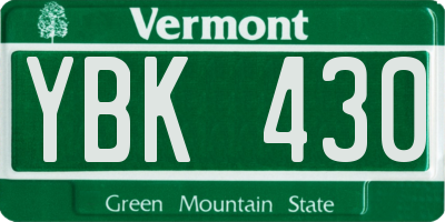 VT license plate YBK430
