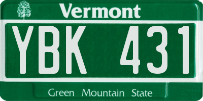 VT license plate YBK431