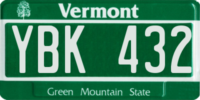 VT license plate YBK432