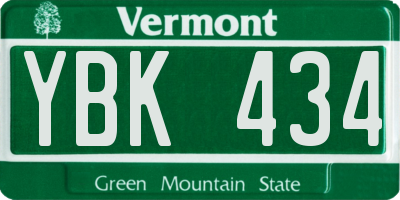 VT license plate YBK434
