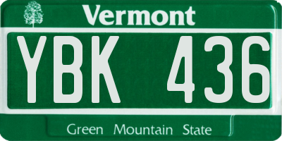 VT license plate YBK436