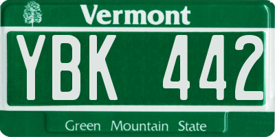 VT license plate YBK442