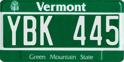 VT license plate YBK445