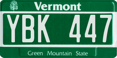 VT license plate YBK447