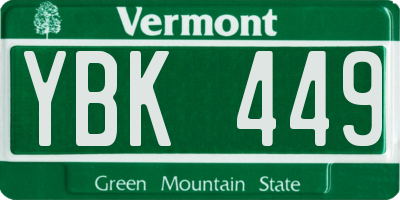 VT license plate YBK449