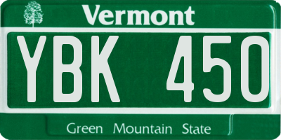 VT license plate YBK450