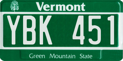 VT license plate YBK451