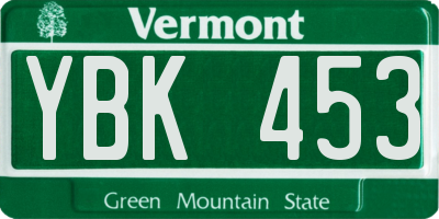 VT license plate YBK453
