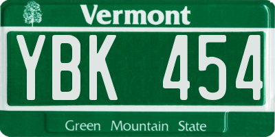 VT license plate YBK454