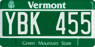 VT license plate YBK455