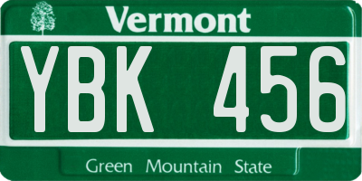 VT license plate YBK456