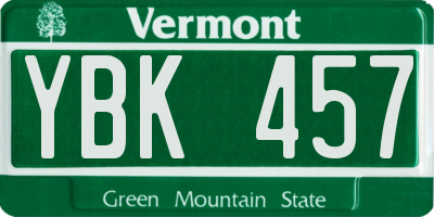 VT license plate YBK457