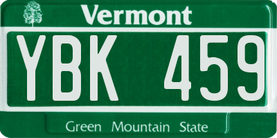 VT license plate YBK459