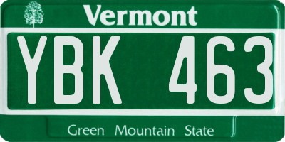VT license plate YBK463