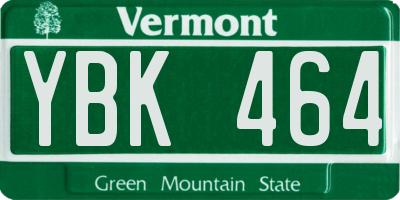 VT license plate YBK464