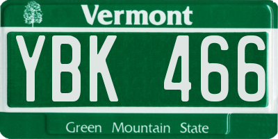 VT license plate YBK466